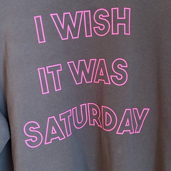 Wildfox Women’s I Wish It Was Saturday Grey Crewneck Graphic Sweatshirt, Large - Picture 8 of 10